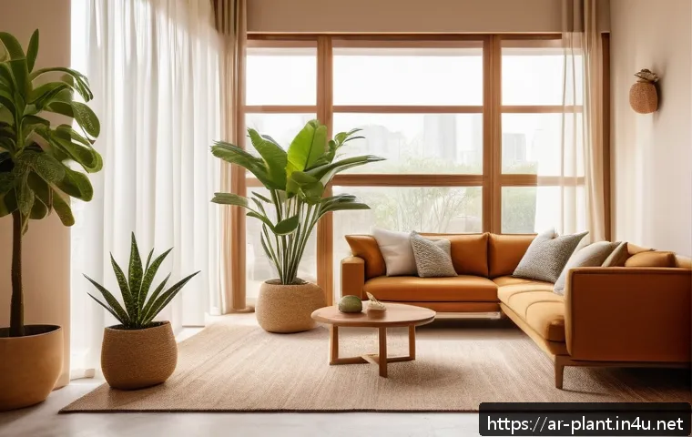 실내 조경 디자인 아이디어 - A cozy modern Arabic living room corner featuring a small wooden shelf mounted on a warm-toned wall,...