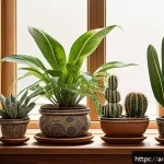 DIY 미니 정원 제작 방법 - A cozy indoor miniature garden set in a small corner of a traditional Arabic living room, featuring ...